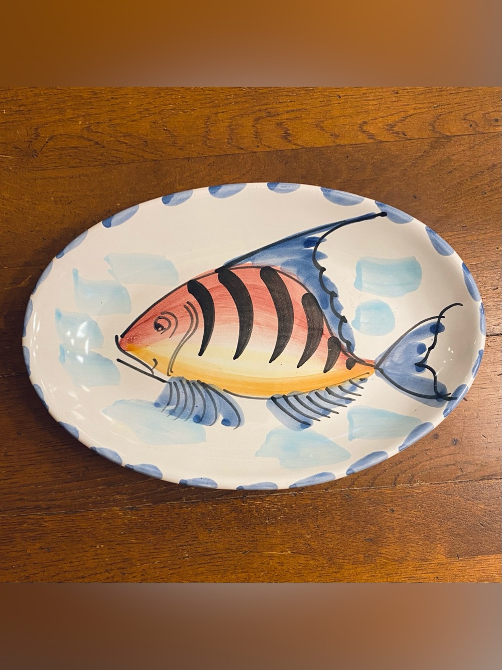 VTG Vietri Italy Al Mare Fish Serving Platter Dish Tray Hand Painted 10”